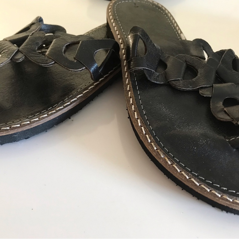 Black Leather Women's Sandals
